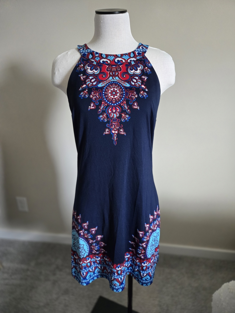 INC International Concepts Navy Sleeveless Halter Dress